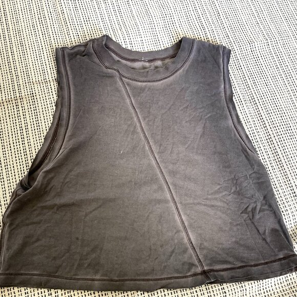 Lululemon Broken Beats Cotton Crop Tank Top Washed Black - Picture 3 of 5